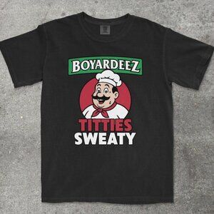 Boyardeez Titties Sweaty T-Shirt, Funny Retro Meme Graphic Tee